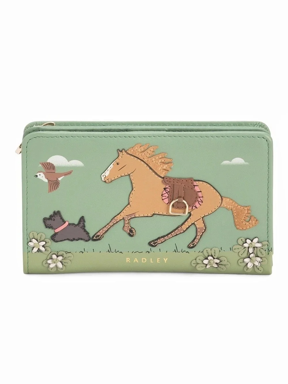 NWT-Radley London-Lunar New Year-Med Bifold Wallet-Horse Appliqué-Pistachio-$108